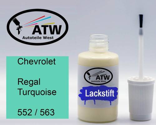 Chevrolet, Regal Turquoise, 552 / 563: 20ml Lackstift, von ATW Autoteile West.